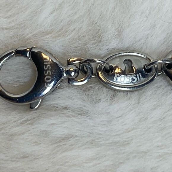 Fossil Bracelet Silver Tone With Brown Overlay - Picture 3 of 8